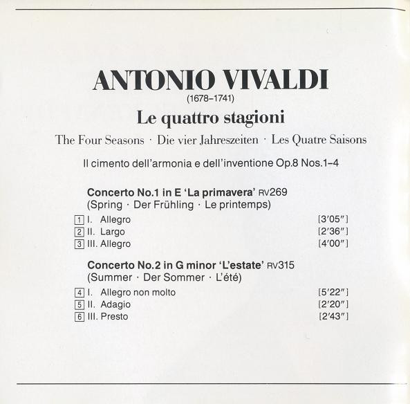 The Four Seasons = Le Quattro Stagioni = Die Vier Jahreszeiten = Les Quatre Saisons