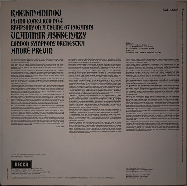 Piano Concerto No. 4 &bull; Rhapsody On A Theme Of Paganini