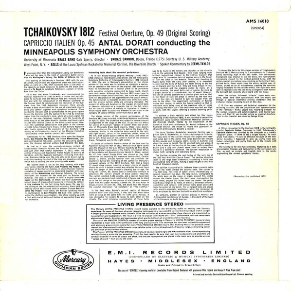 1812 Festival Overture, Op. 49 (Original Scoring) / Capriccio Italien