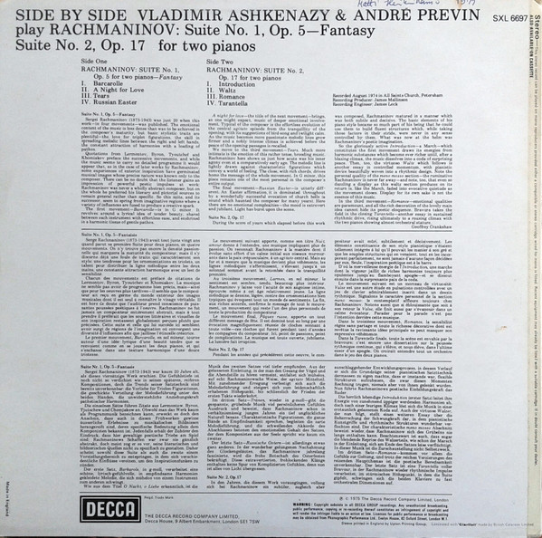 Side By Side (The Two Suites For Two Pianos)