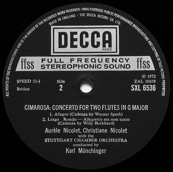 Concerto For Flute In D Minor / Concerto For Two Flutes In G Major