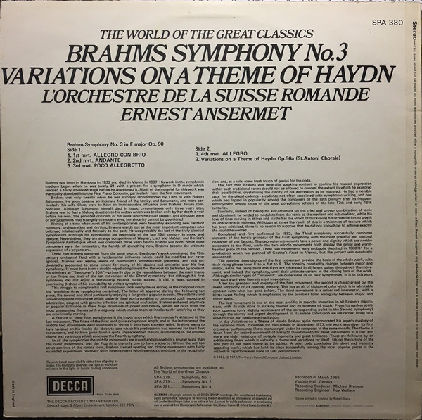 Symphony No. 3 / Variations On A Theme Of Haydn