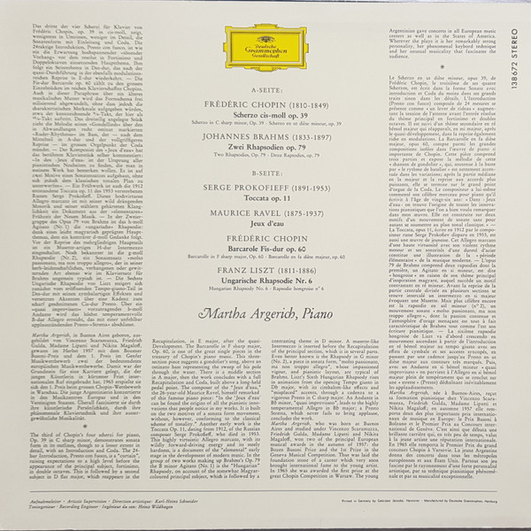 Martha Argerich Spielt Chopin, Brahms, Liszt, Ravel, Prokofieff