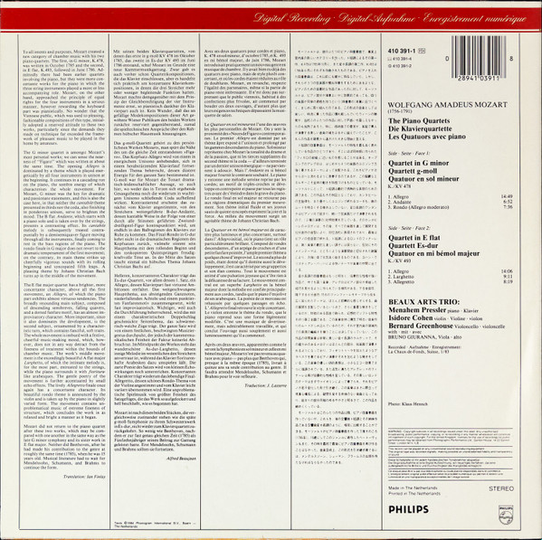 The Piano Quartets = Die Klavierquartette