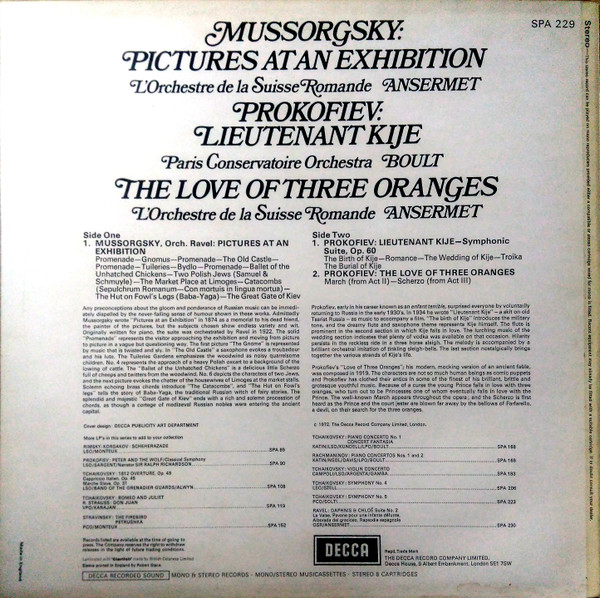 Pictures At An Exhibition / Lieutenant Kije / The Love Of Three Oranges