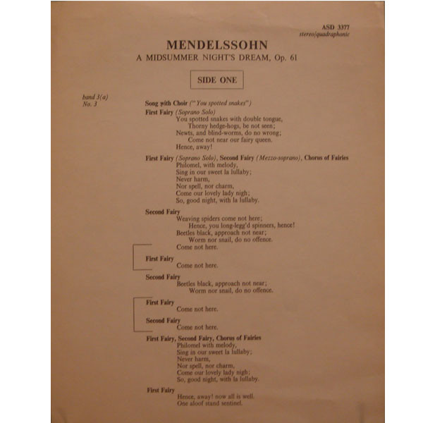 A Midsummer Night's Dream - Complete Incidental Music