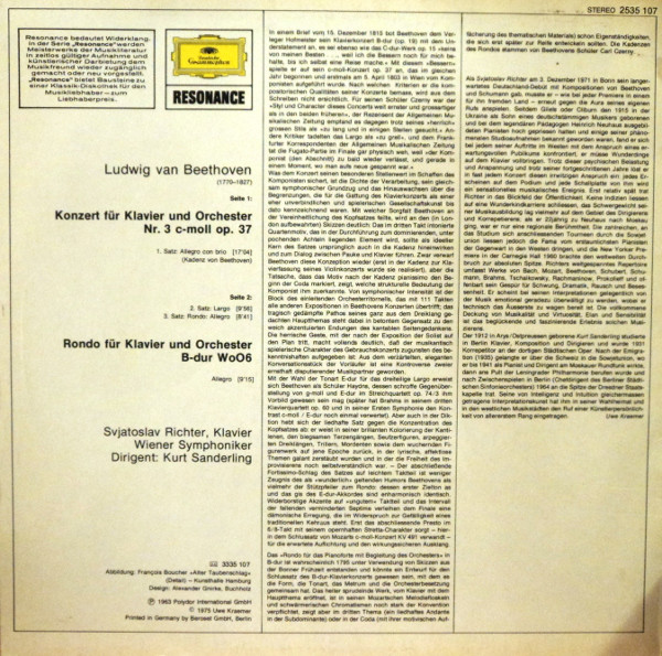 3. Klavierkonzert / Rondo F&uuml;r Klavier Und Orchester
