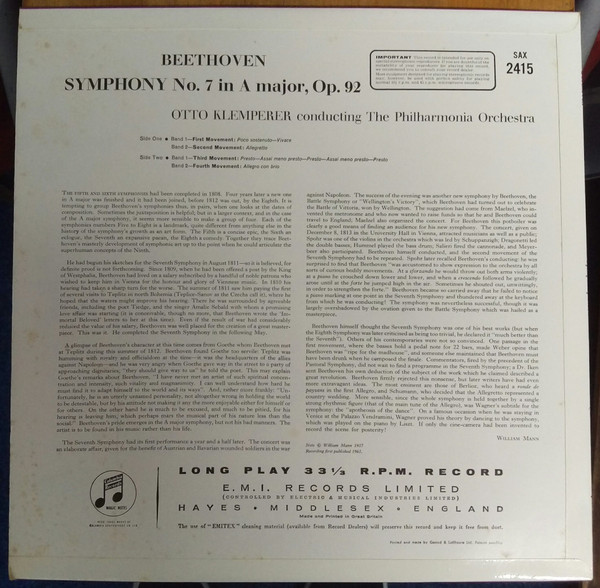 The Beethoven Symphonies (Number 7 In A Major, Op. 92)