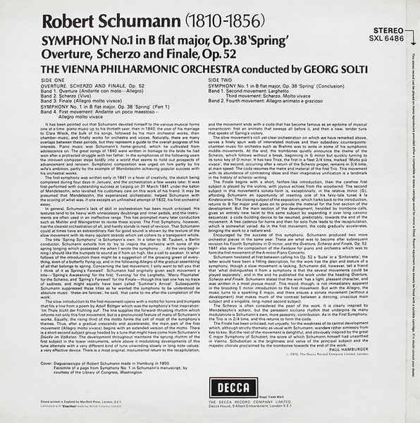 Symphony No.1 Op. 38 'Spring' / Overture, Scherzo And Finale, Op. 52