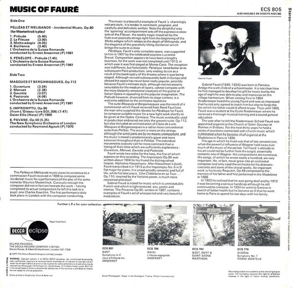 Pavane &bull; Masques Et Bergamasques &bull; Pelleas Et M&eacute;lisande &bull; P&eacute;n&eacute;lope: Prelude &bull; Impromptu For Harp, Op.86