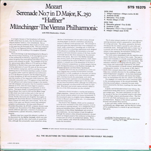 Serenade No. 7 In D Major, K.250 "Haffner"