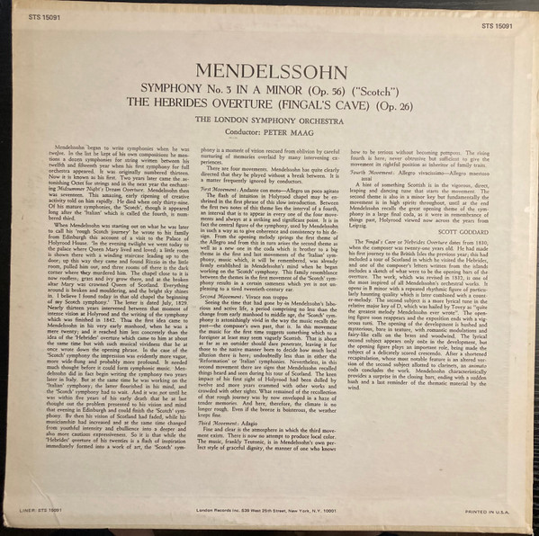 Symphony No. 3 In A Minor (Op. 56) ("Scotch") / The Hebrides Overture (Fingal's Cave) (Op. 26)