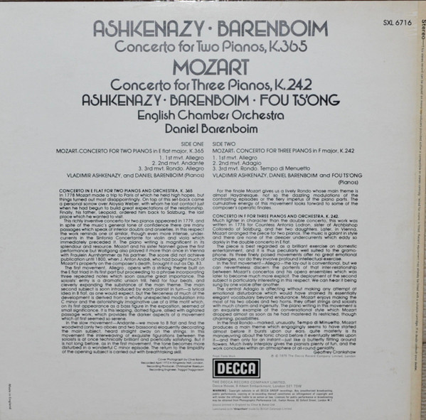 Concerto For Two Pianos, K.365, Concerto For Three Pianos, K.242