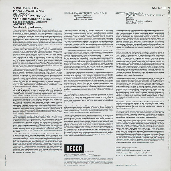 Piano Concerto No. 3 / Classical Symphony / Autumnal