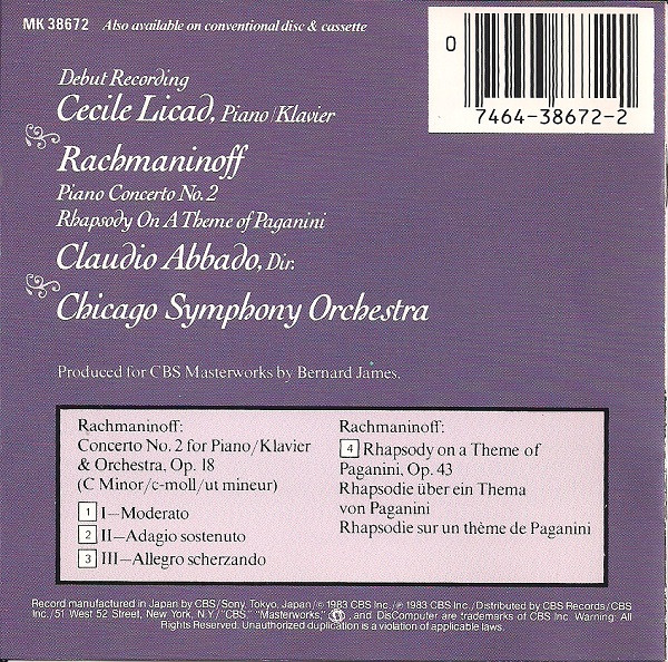 Piano Concerto No. 2 / Rhapsody On A Theme Of Paganini