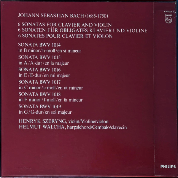 6 Sonate Per Violino & Cembalo BWV 1014-1019