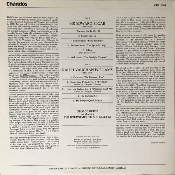 Music Of Elgar & Vaughan Williams