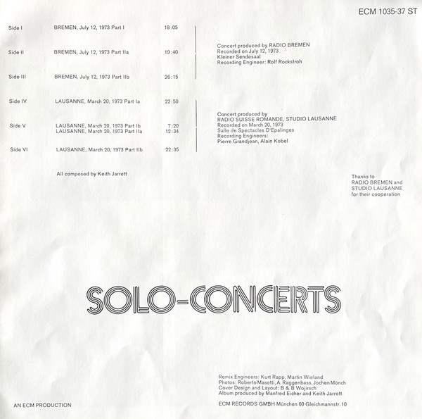 Solo Concerts: Bremen / Lausanne
