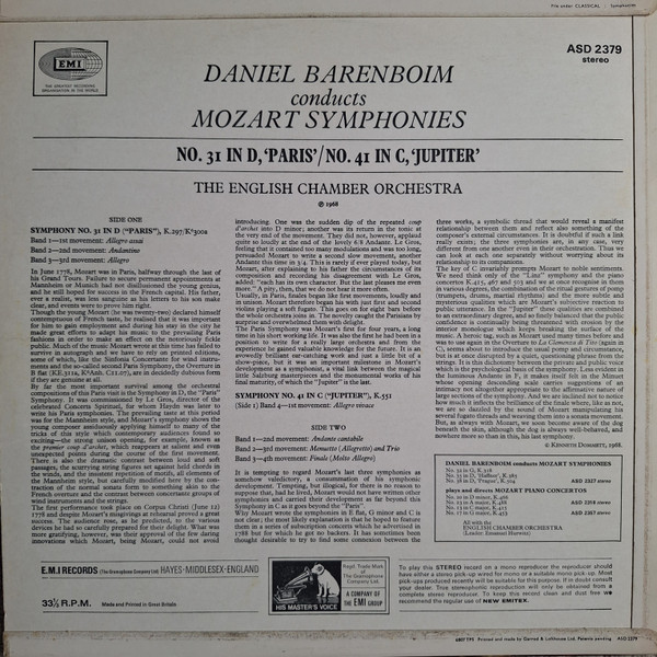 Symphonies No. 41 In C, K.551 'Jupiter' / No. 31 In D, K.297 'Paris'