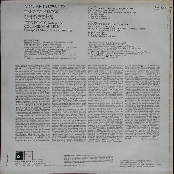 Piano Concertos: No. 21 In C Major, K.467 / No. 23 In A Major, K.488