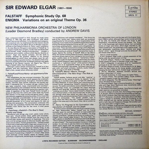 Falstaff, Symphonic Study Op. 68 / Enigma, Variations On An Original Theme Op. 36