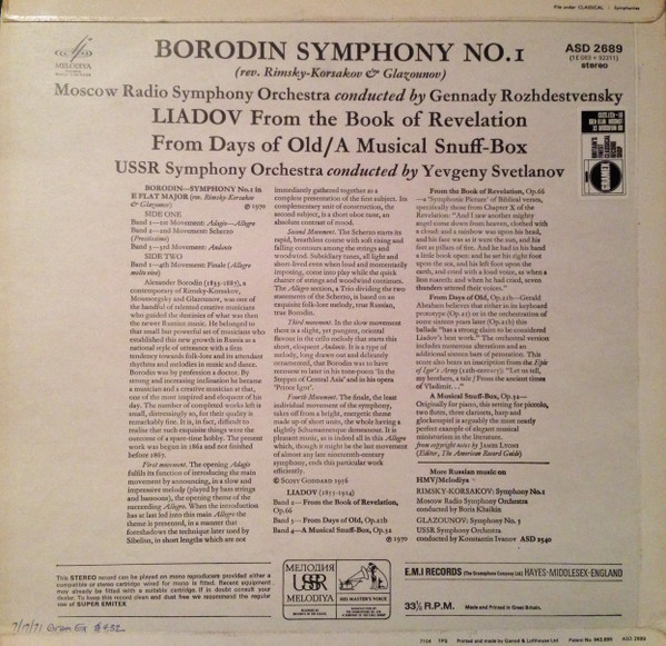 Symphony No.1 / From The Book Of Revelation From Days Of Old &bull; A Musical Snuff-box