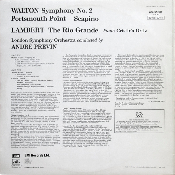 Symphony No. 2 / Portsmouth Point & Scapino Overtures / The Rio Grande
