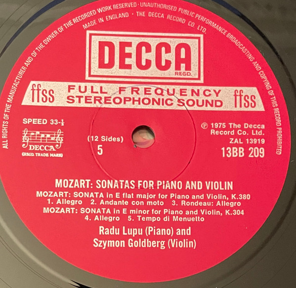 Sonatas For Piano And Violin