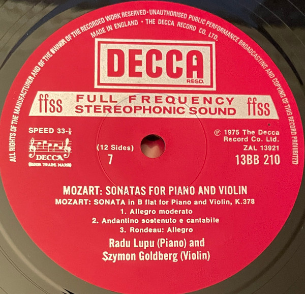 Sonatas For Piano And Violin