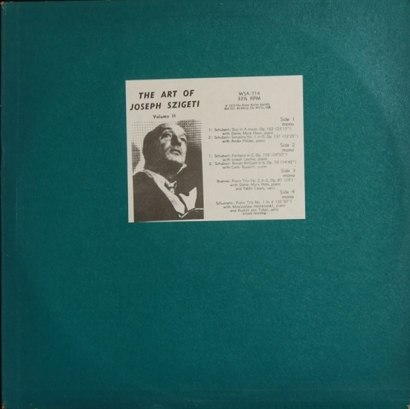 The Art Of Joseph Szigeti, Vol. 2
