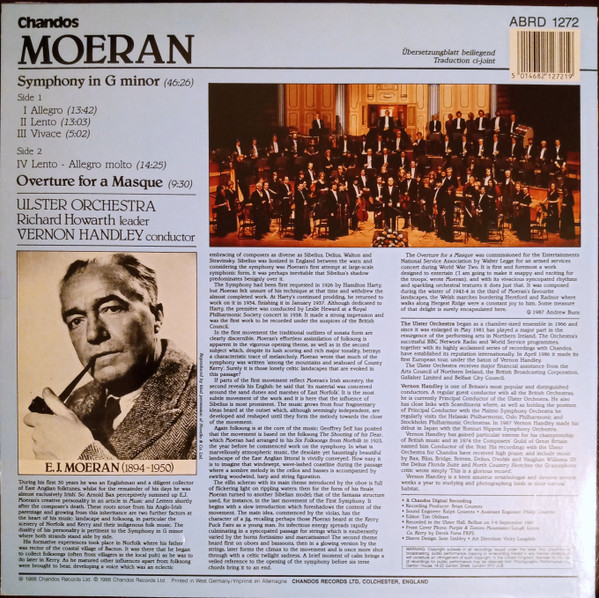 Symphony In G Minor / Overture For A Masque
