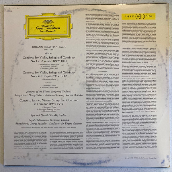 Violin Concertos In A Minor And E Major / Concerto For Two Violins In D Minor