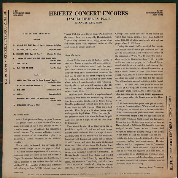 Heifetz Concert Encores