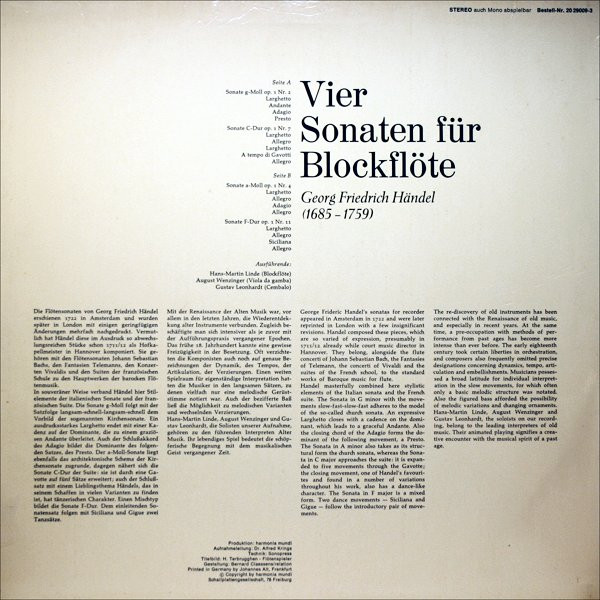 Vier Sonaten F&uuml;r Blockfl&ouml;te