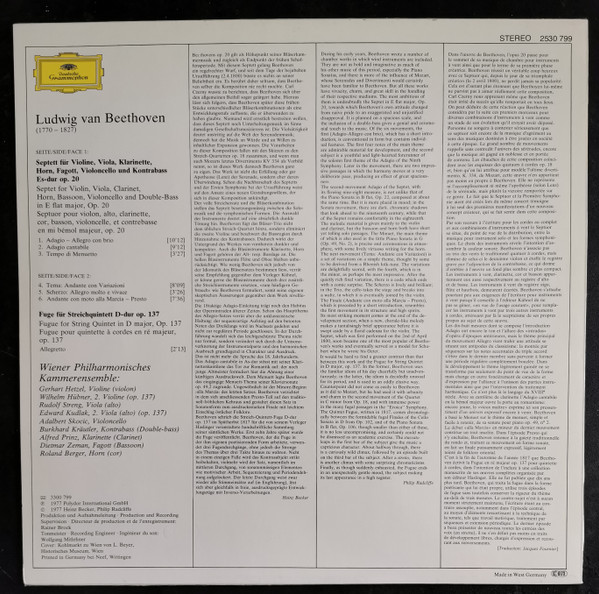Septett Op.20. Fuge Op.137