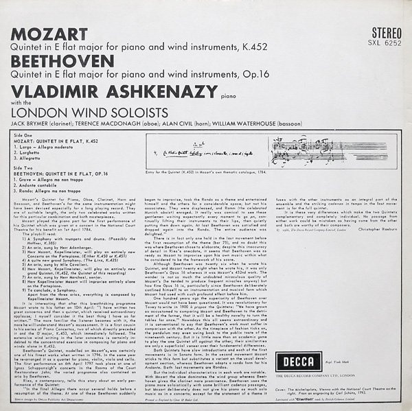 Quintet In E Flat, K.452 / Quintet In E Flat, Op.16
