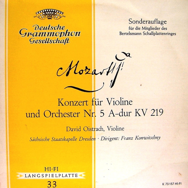Konzert F&uuml;r Violine Und Orchester Nr. 5 A-dur KV 219