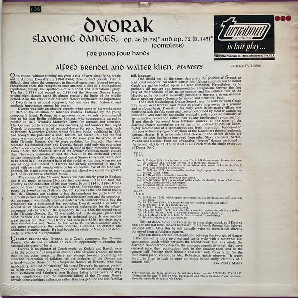 Slavonic Dances, Opp. 46 & 72 For Piano Four-Hands