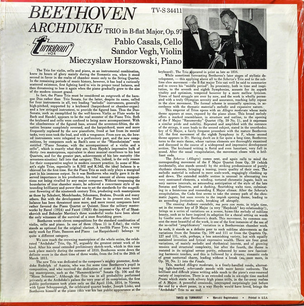 Trio For Piano, Violin, And Cello No. 6 In B Flat Major Op. 97 "Archduke"