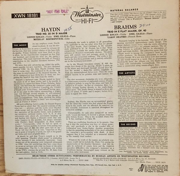 Trio No. 30 In D Major / Trio In E Flat Major, Op.40