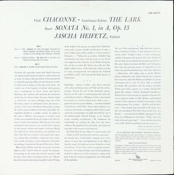 The Lark / Sonata (Op. 13) / Chaconne