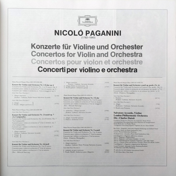 Die 6 Violinkonzerte (Konzerte F&uuml;r Violine Und Orchester)