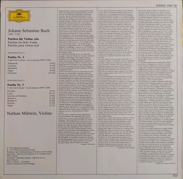 Partiten F&uuml;r Violine Solo &bull; Partitas For Solo Violin: No.2 D-moll &bull; In D Minor, No.3 E-dur &bull; In E Major