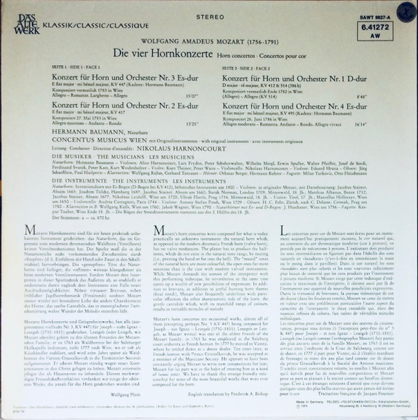 Die 4 Hornkonzerte (Horn Concertos &middot; Concertos Pour Cor)