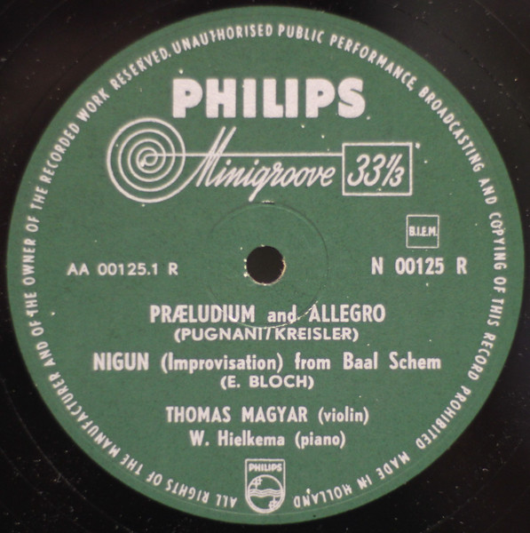 Pugnani / Kreisler.  E. Bloch. M. Ravel