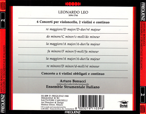 6 Concerti Per Violoncello, 2 Violini E Continuo; Concerto A 4 Violini Obbligati E Continuo