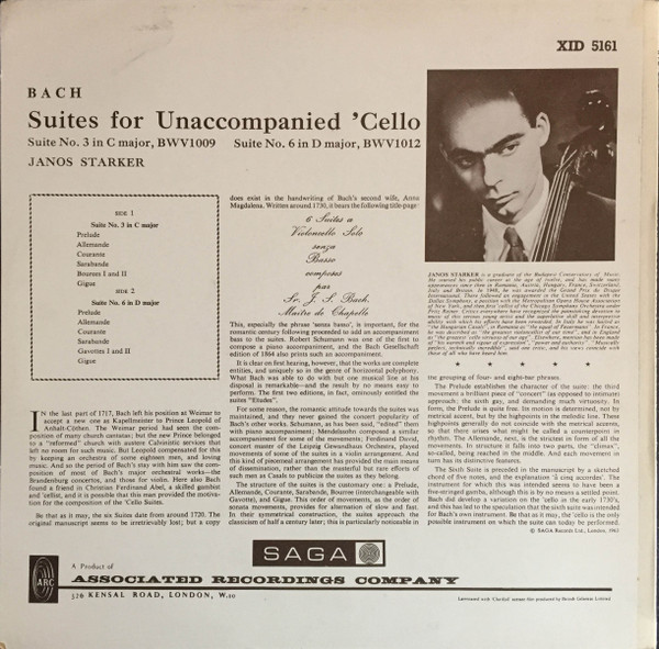Suites For Unaccompanied Cello - Suite No.3 In C Major / Suite No.6 In D Major