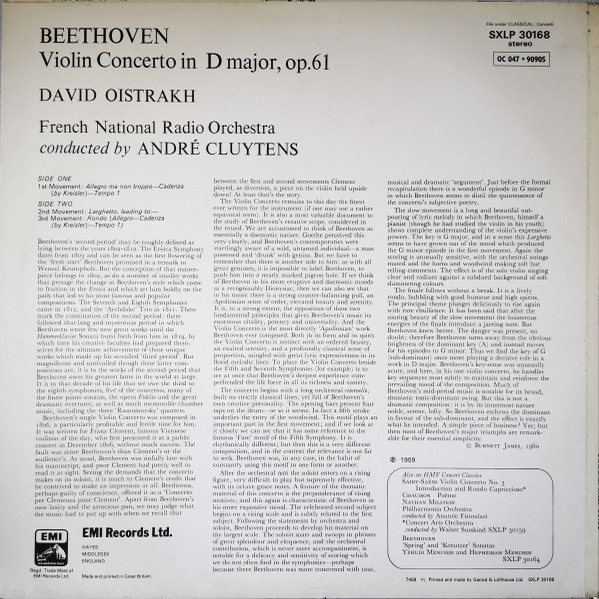 Violin Concerto In D Major, Op. 61