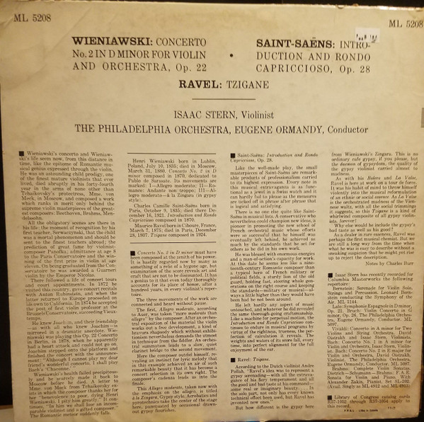 Violin Concerto No. 2 In D Minor For Violin And Orchestra, Op. 22 / Introduction And Rondo Capriccioso, Op. 28 / Tzigane (Rhapsodie De Concert)