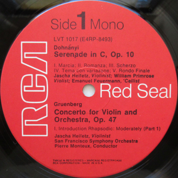 Serenade In C Major For Violin & Cello Op. 10 / Violin Concerto, op. 47
